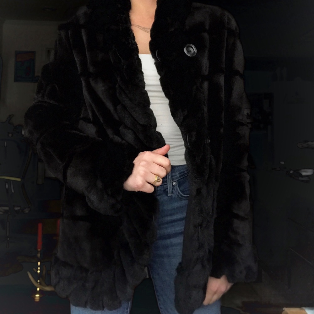 Mink and Rex Rabbit Reversible Raincoat